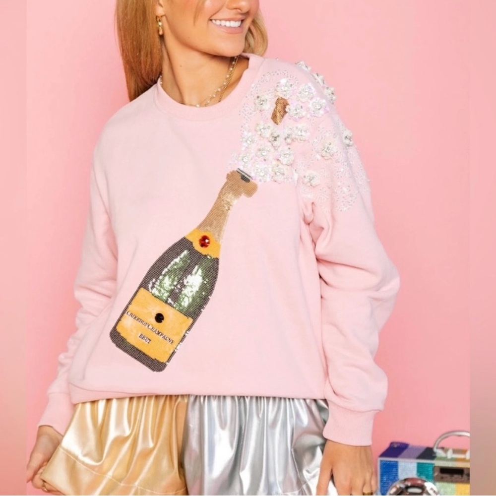 Queen of Sparkles Champagne Sweatshirt EUC
